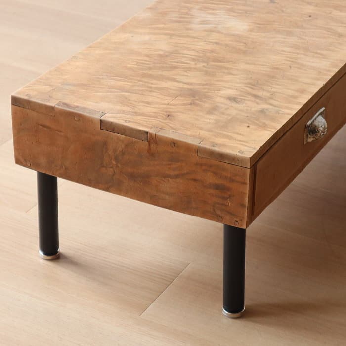 アンティーク トチ材 鉄脚 ローテーブル リノベーション 木製 無垢材