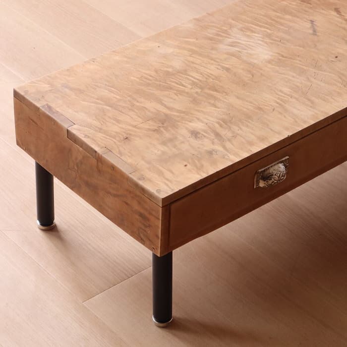 アンティーク トチ材 鉄脚 ローテーブル リノベーション 木製 無垢材