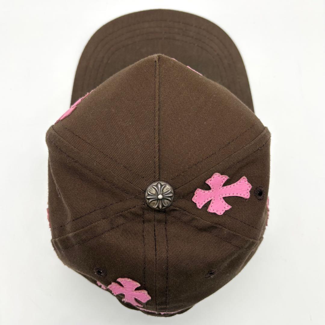 CHROME HEARTS ベースボールキャップ レザーパッチ ブラウン