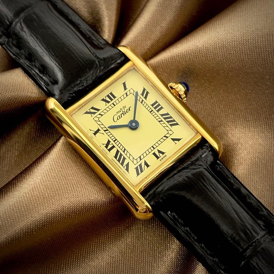 T215 カルティエ ヴェルメイユ マストタンクSM アイボリー文字盤 クォーツ