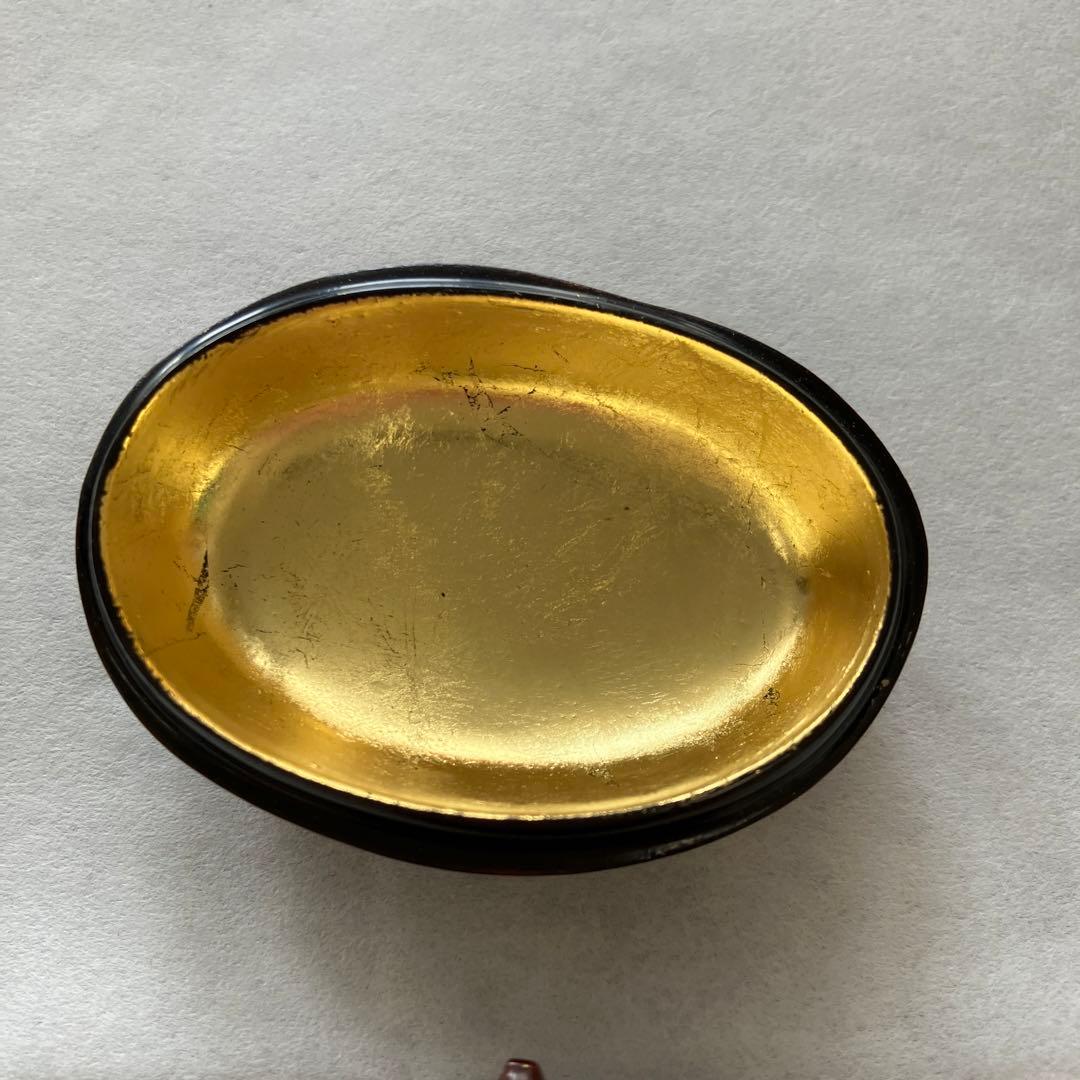 茶道具　乾漆　栗香合　畦地粒俵　造　内側全面金箔貼り　共箱　S73KG