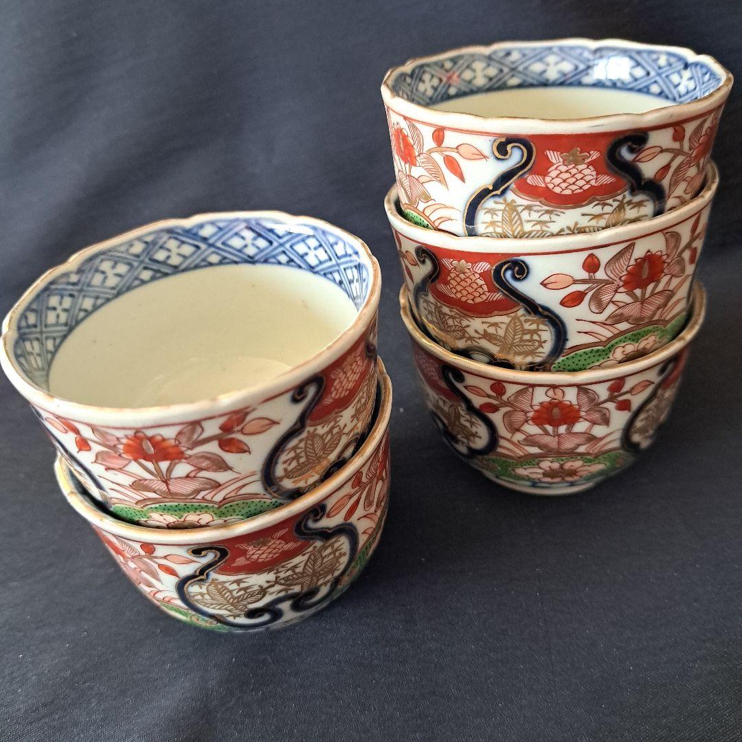 「スマートな向付(むこうずけ)その② 直径7.5cm」古伊万里 3客セット 骨董