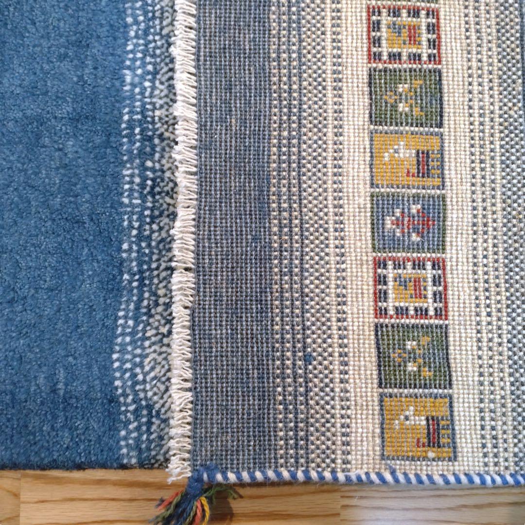 ペルシャ　ギャッベ リビング　205×160 青　ラクダ　生命の木