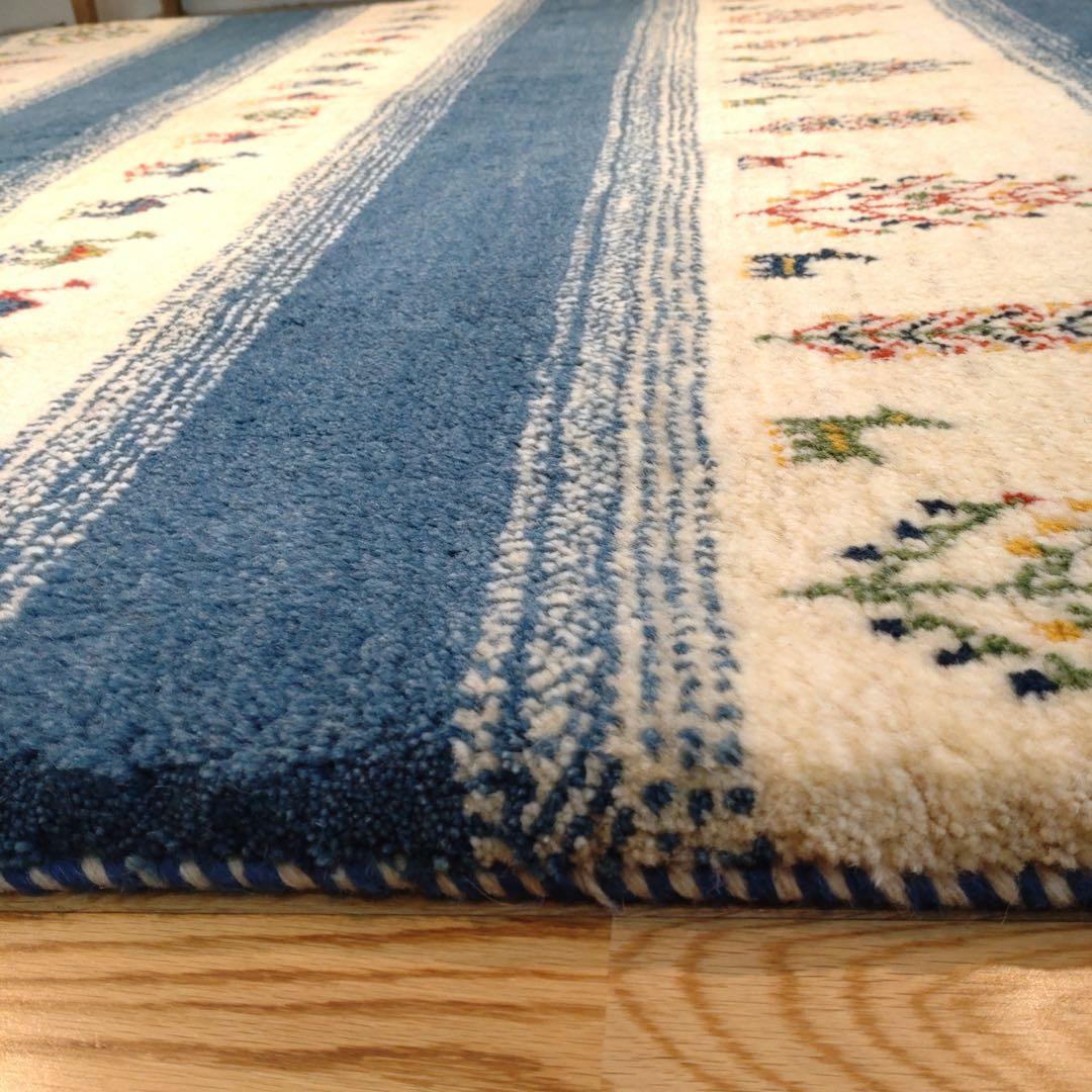 ペルシャ　ギャッベ リビング　205×160 青　ラクダ　生命の木