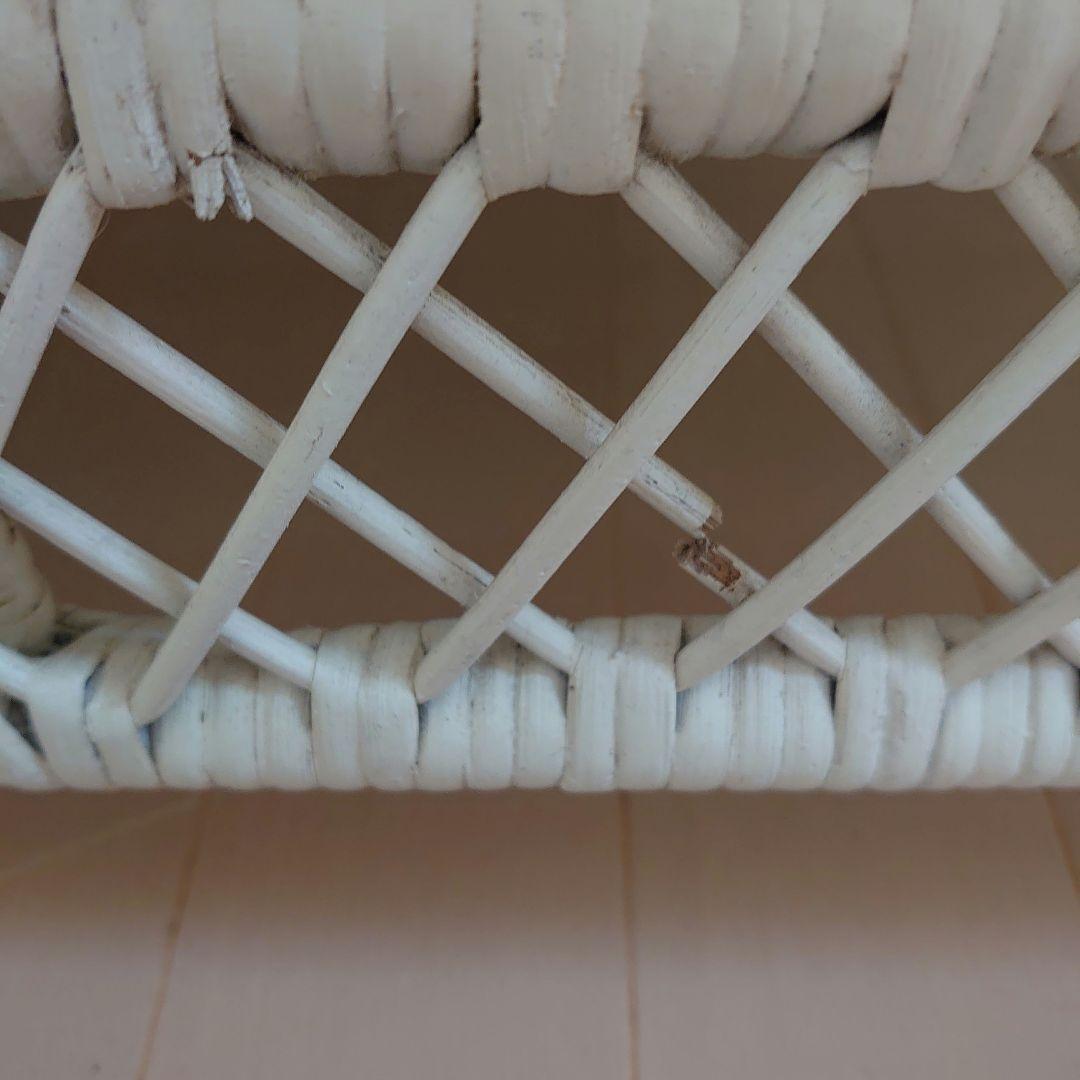 ビンテージ　パステルブルー　ウィッカーシェルフ　ラック