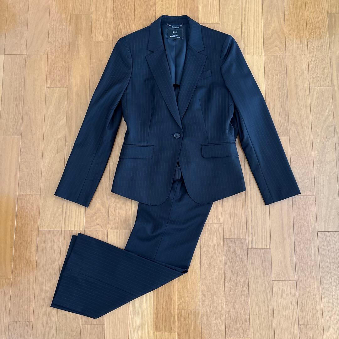 23区 パンツスーツ　ダークネイビー　ストライプ　サイズ違い　38&36