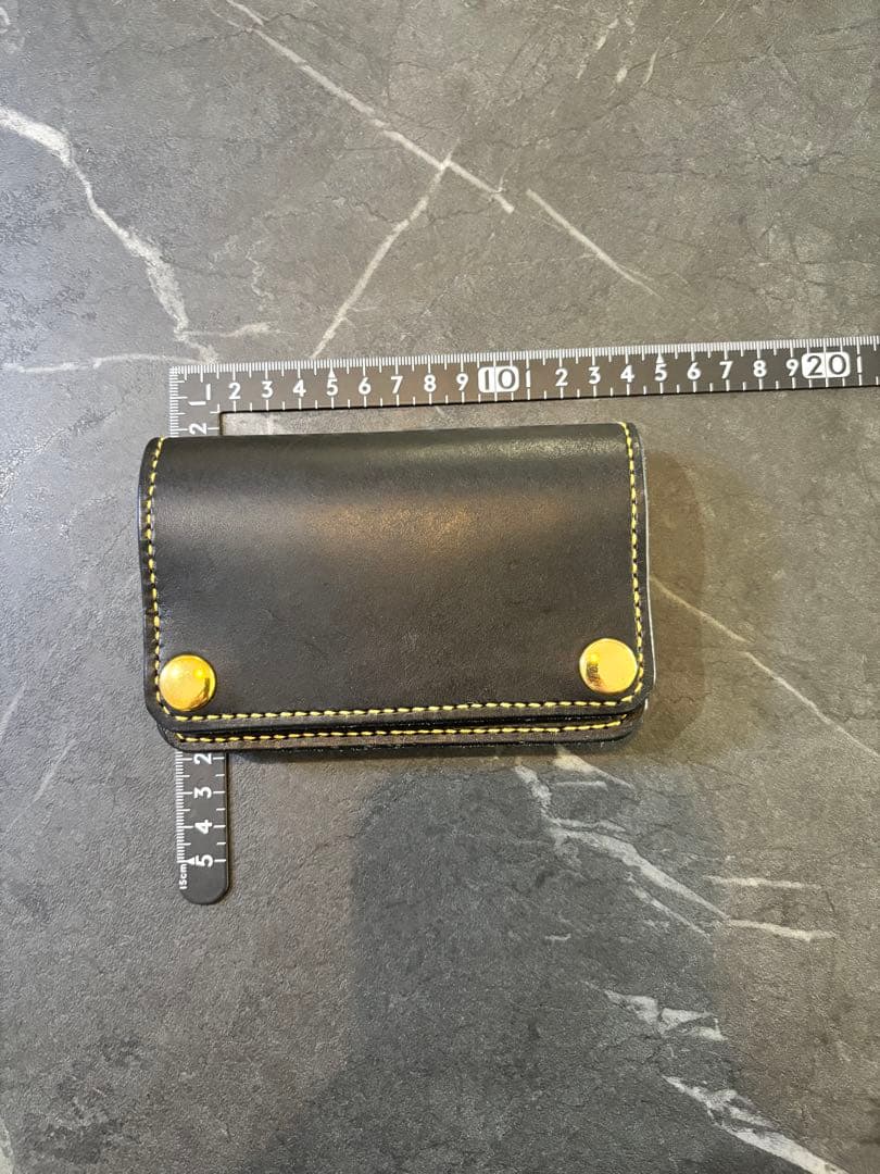 レザーウォレット　トラッカーウォレット　3層　厚手レザー　タイダイ　黒革財布