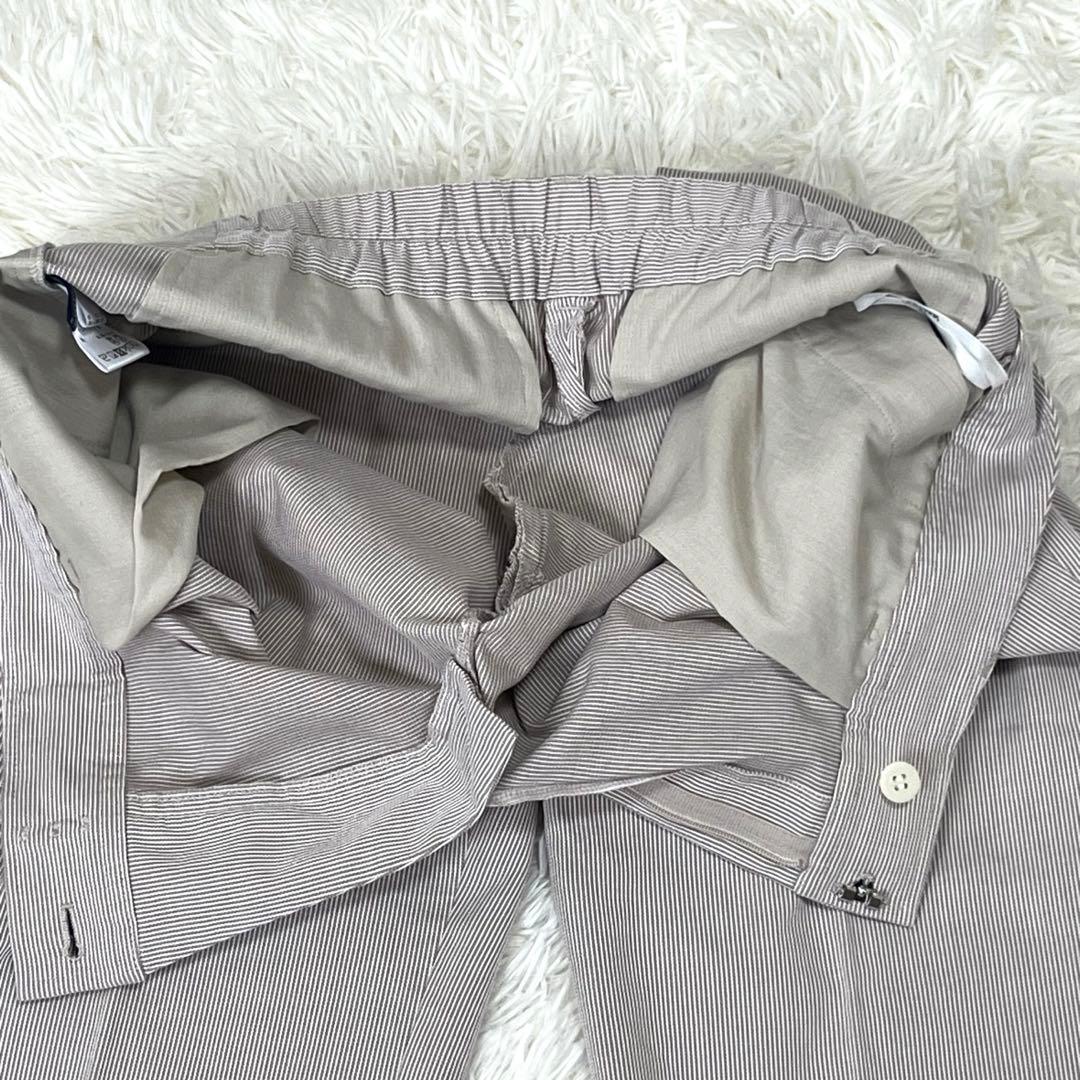 ニューヨーカー　パンツスーツ　シアサッカ　リネン混　ウォッシャブル　伸縮性　XL