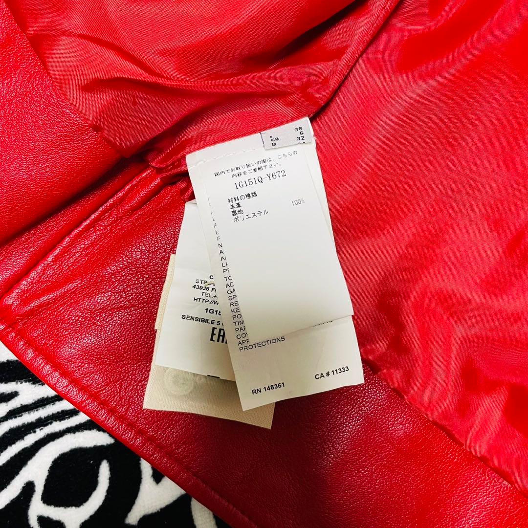 【新品未使用】PINKO レザージャケット レッド レディース　タグ付き 38