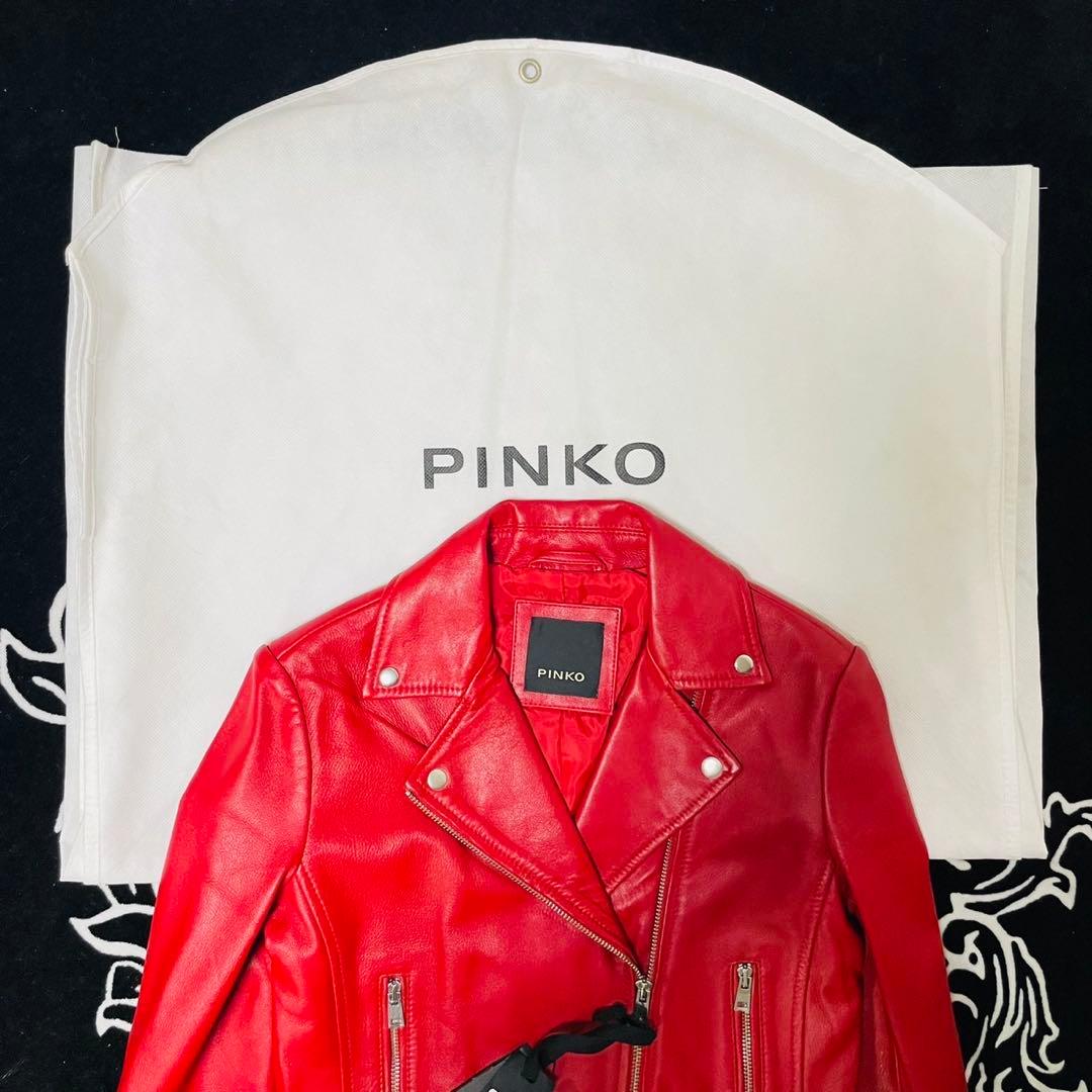 【新品未使用】PINKO レザージャケット レッド レディース　タグ付き 38