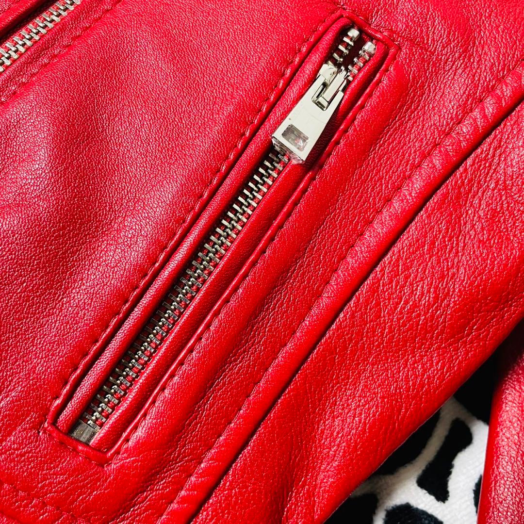 【新品未使用】PINKO レザージャケット レッド レディース　タグ付き 38