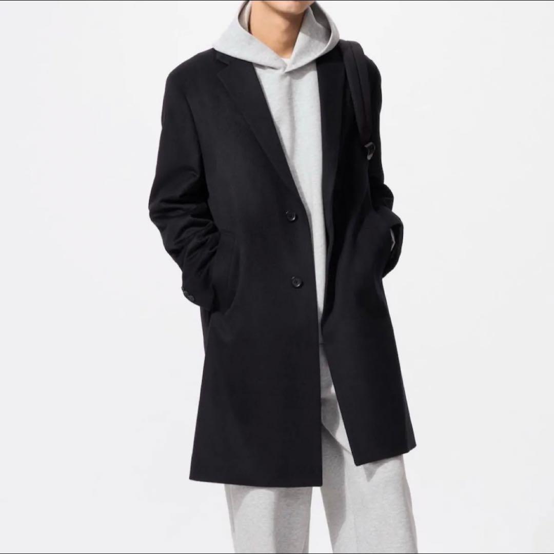 ユニクロ　ウールカシミヤ チェスターコート ブラック