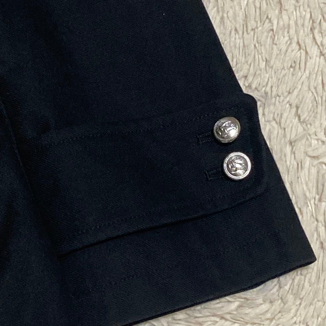 BURBERRY 美品【銀ボタン】ダブル トレンチ コート 黒 ブラック