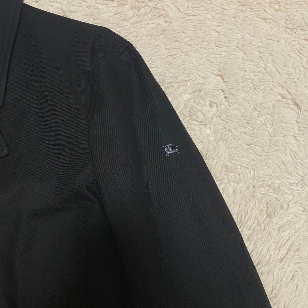 BURBERRY 美品【銀ボタン】ダブル トレンチ コート 黒 ブラック