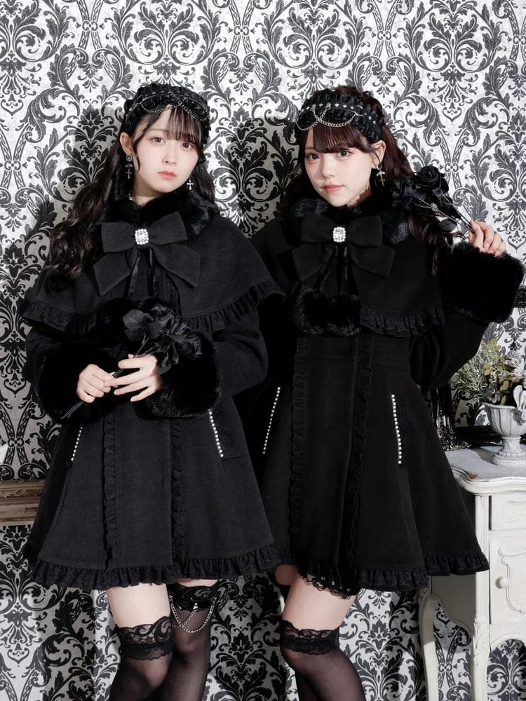 [NOEMIE]新品ゴシックフリルレースアップケープコート