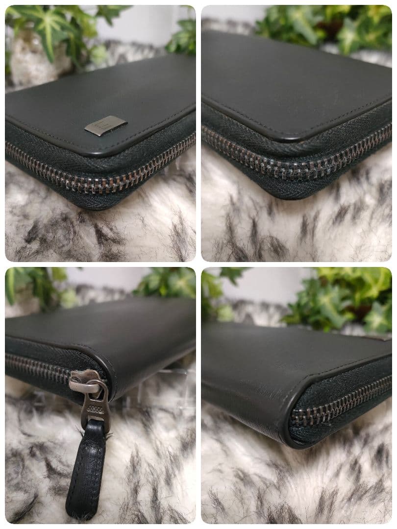dunhill 長財布 ブラック レザー ラウンド ダンヒル 財布 黒 革ロゴ