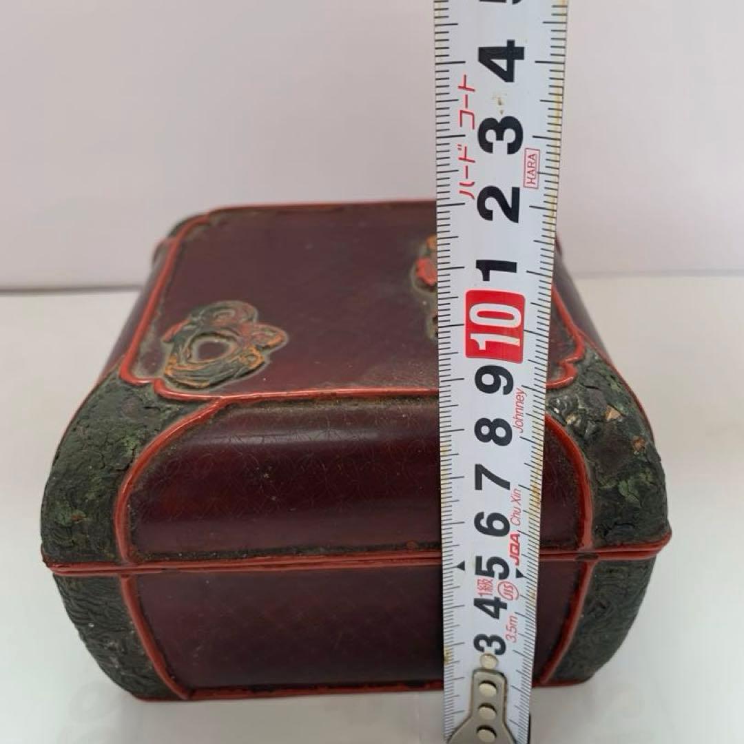 中国美術　堆漆細工刻『人物物語文』蓋物 木製漆塗 菓子器唐物茶道具