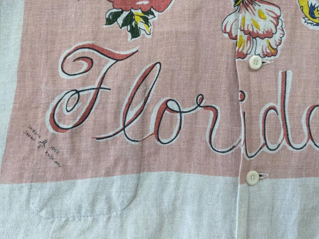 快晴堂/Florida柄Wideカロハシャツ/ハヤテ/カロハプリント/リネン