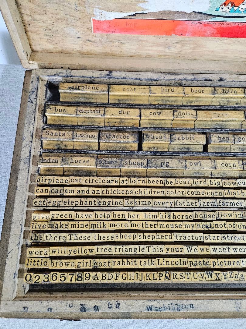 USアンティーク 1930s 印刷用のスタンプセット アルファベット 記号 数字