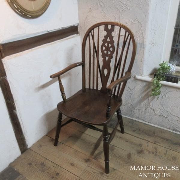 イギリス アンティーク 家具 アームチェア キッチンチェア 英国 4733e