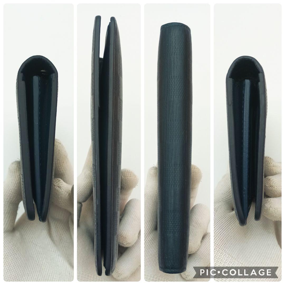 【美品S】ルイヴィトン　ブラザ　ダミエアンフィニ　ネイビー系　長財布