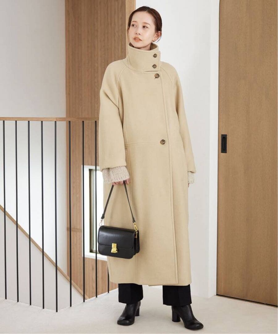 美品❤️スローブイエナ　パイルメルトンスタンドコクーンコート　ベージュ　M