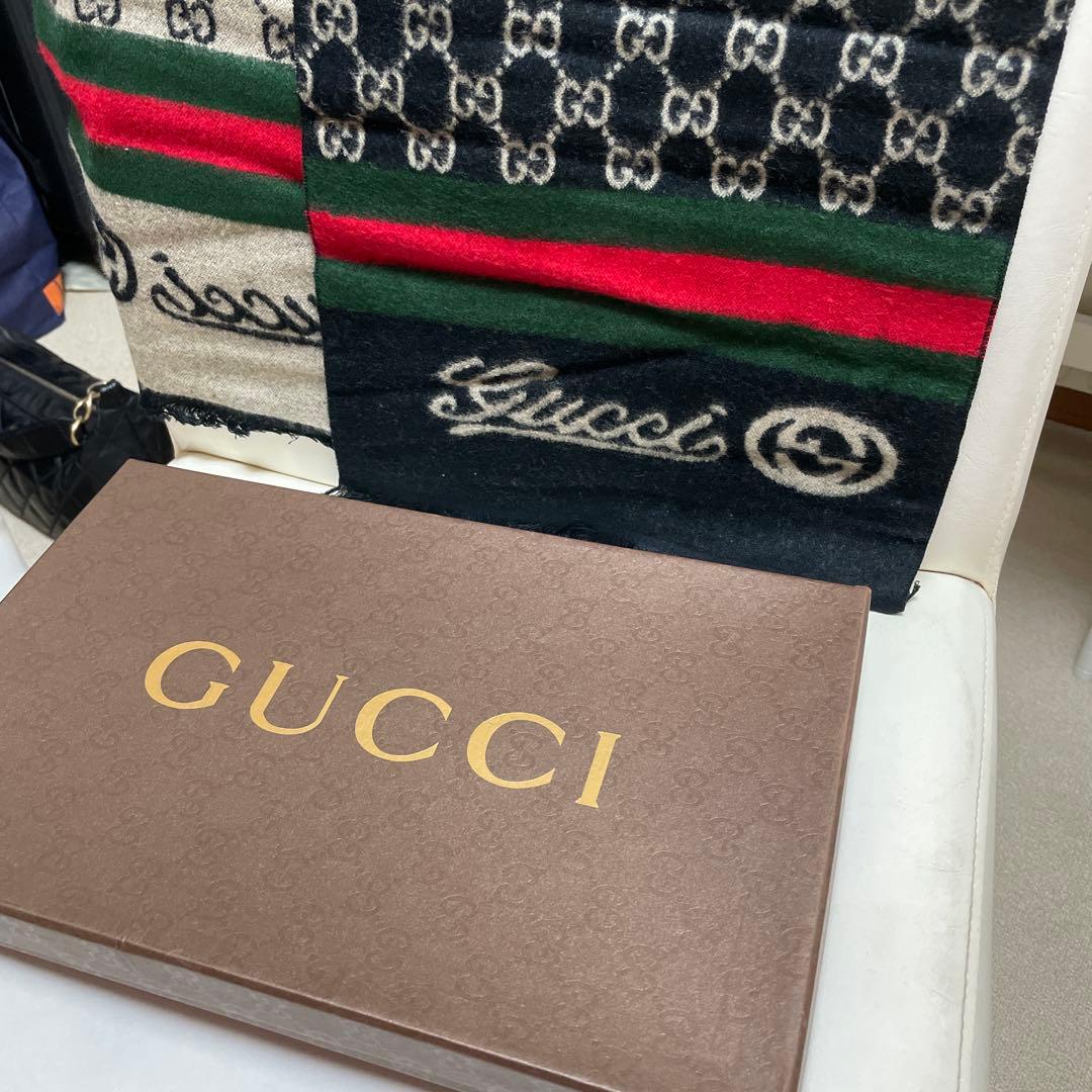 Gucci GGパターン マフラー ベージュ/ブラック