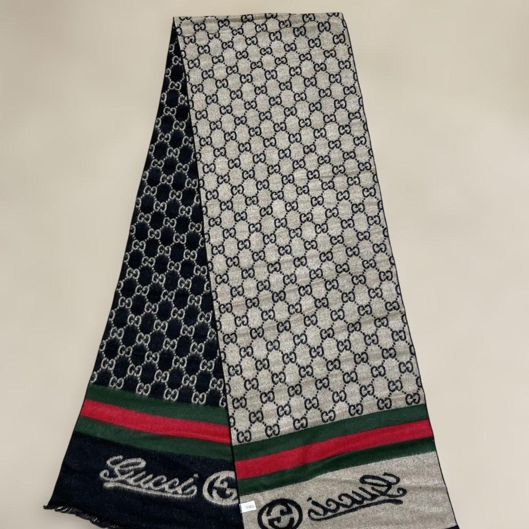 Gucci GGパターン マフラー ベージュ/ブラック