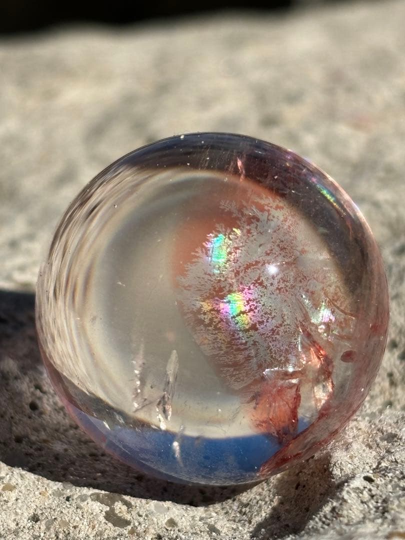 【財運・夢・仕事運】ライモナイト・虹入り水晶スフィア⭐️台座付き