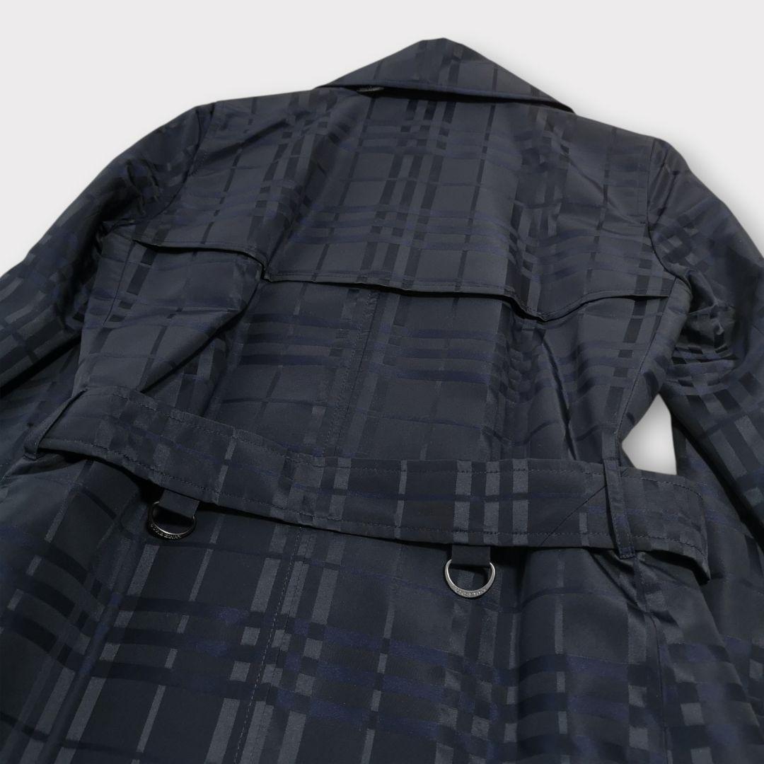 美品 BURBERRY LONDON シルク混 シャドーチェック トレンチコート