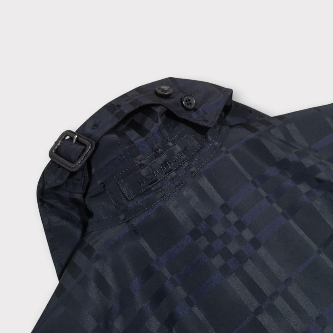 美品 BURBERRY LONDON シルク混 シャドーチェック トレンチコート