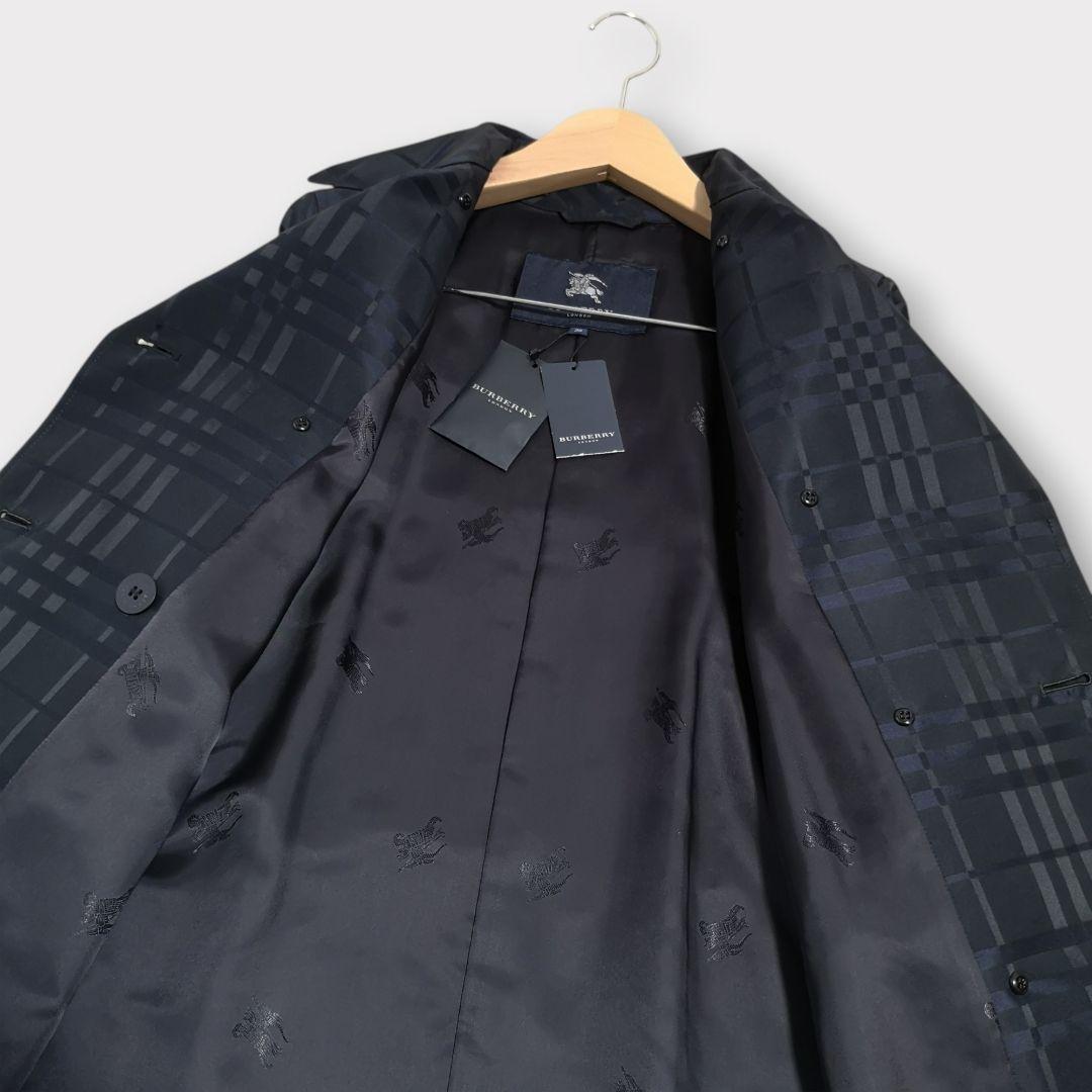 美品 BURBERRY LONDON シルク混 シャドーチェック トレンチコート