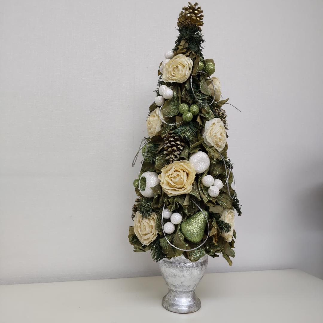 約66cm　トピアリー　造花　フラワー　グリーン　大きい　レアカラー