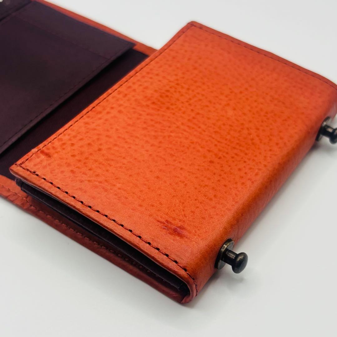 希少◎ m+ エムピウ ミッレフォッリエ オレンジ 2つ折り財布