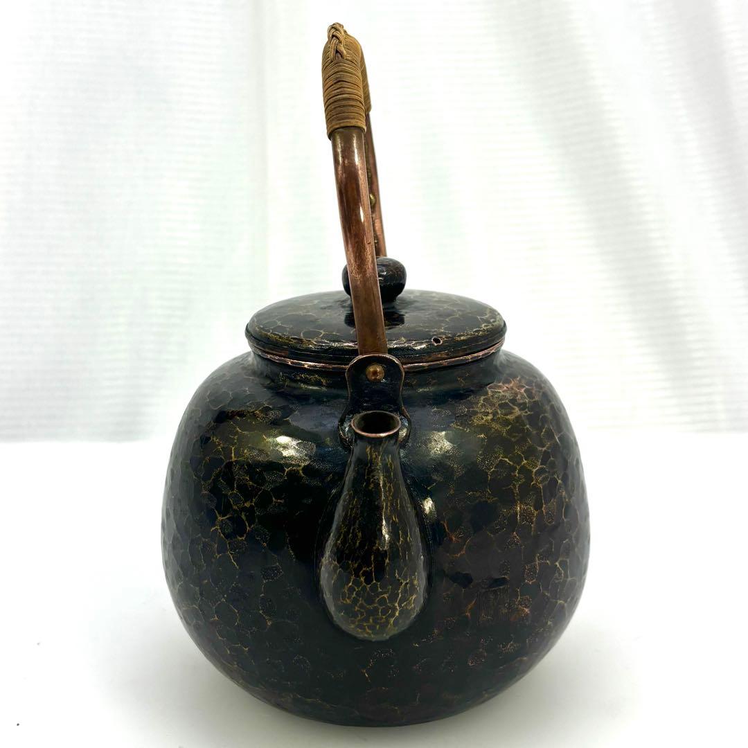 鎚起銅器 銅製急須 竹巻き取手