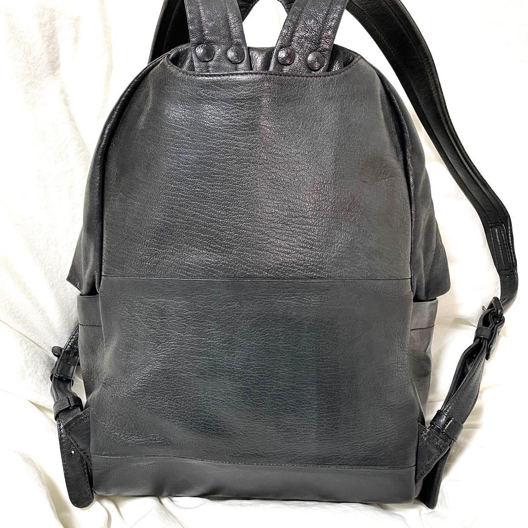 ■美品■ゲンテン　レザーリュック　ゴートヌメ　グレージュブラック