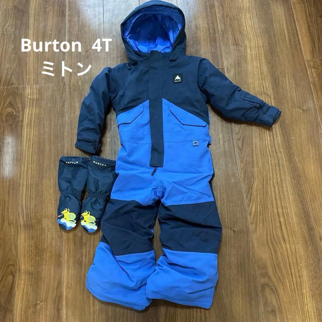 BURTON 子供用スキーウェア 4T ネイビー/ブルー 手袋セットキッズつなぎ