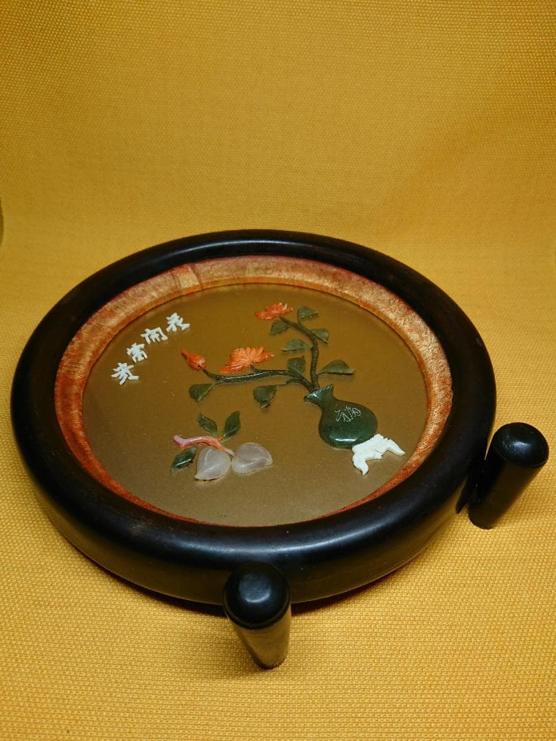 八宝象嵌　彫刻　珊瑚　翡翠　玉石　置物　インテリア　工芸品　美術品　A2624