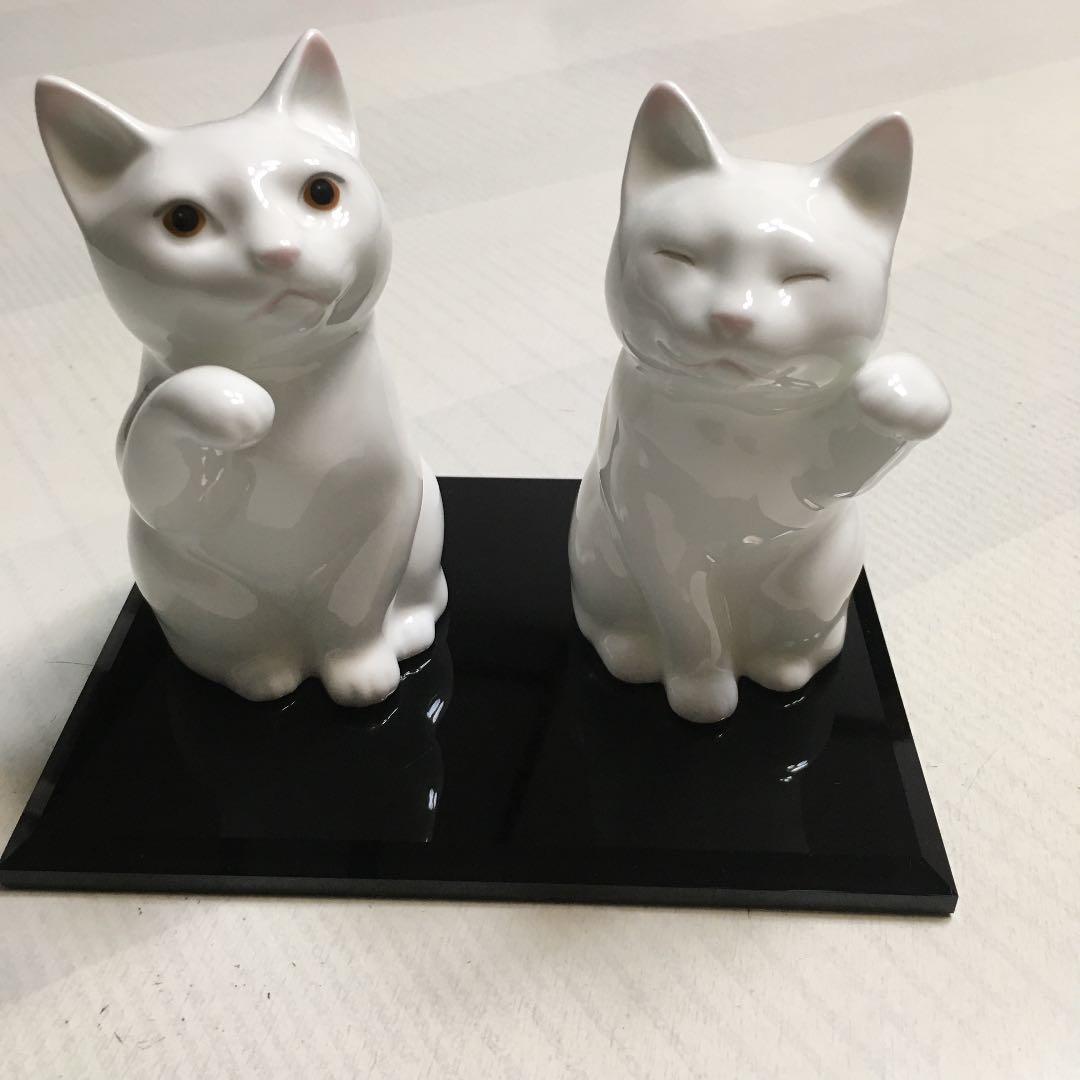 希少！とにかく可愛いノリタケ 「招き猫 」小 2匹+飾り台箱あり