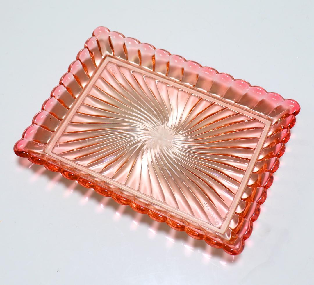 オールド・バカラ 激レア大型トレー 刻印有 バンブーローズ 美品アンティーク 赤