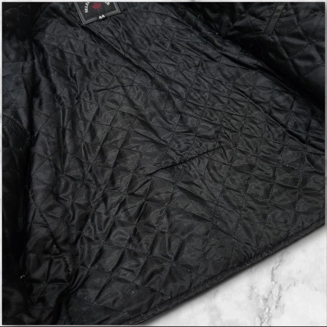 本革 ダブルライダースジャケット カウレザー 短丈 大きいサイズ 44 ブラック