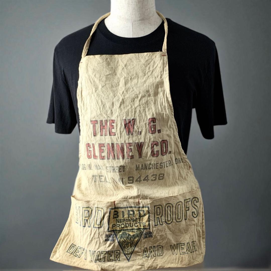 ヴィンテージ ワークエプロン USA バードルーフ 綿キャンバス レトロ