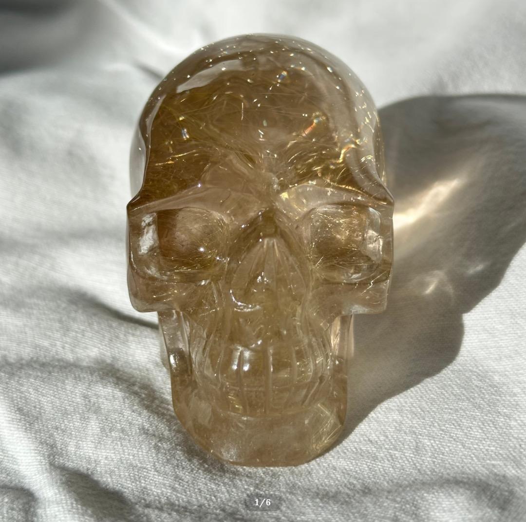 ゴールド ルチル スカル【ゴールド ルチル クォーツ】 From Brazil