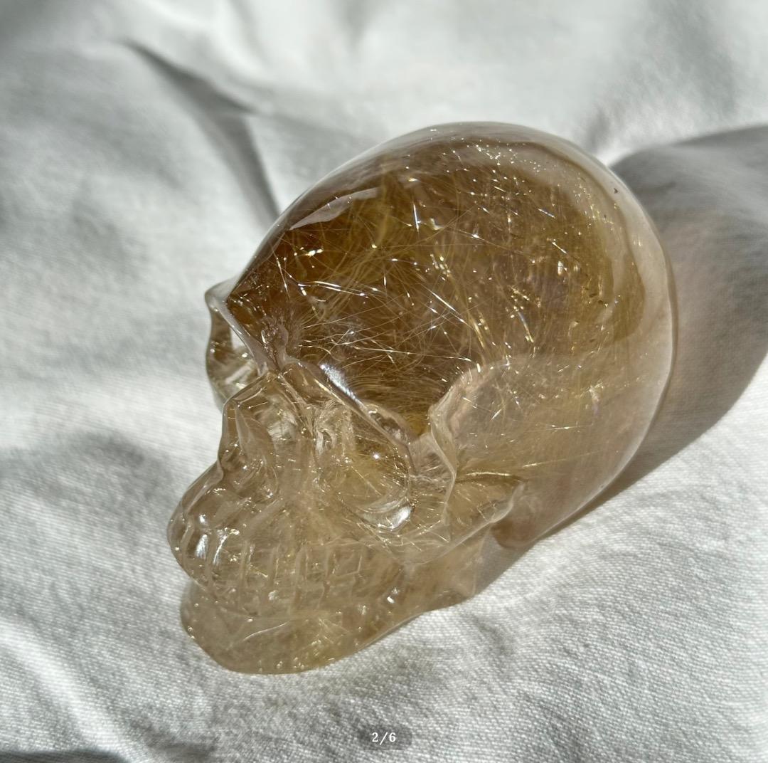 ゴールド ルチル スカル【ゴールド ルチル クォーツ】 From Brazil