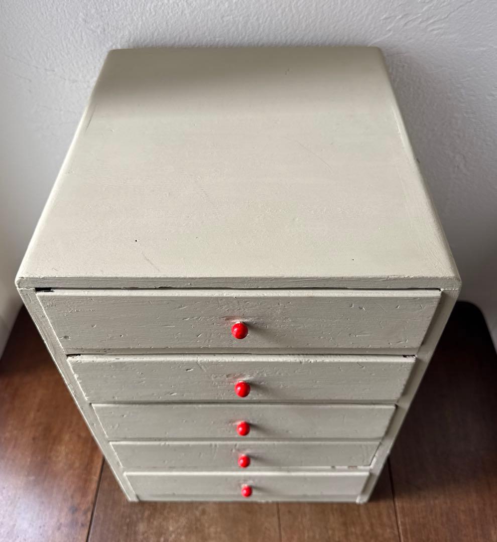 古道具　5杯の小引き出し　昭和レトロ　木製ドロワー　アンティーク