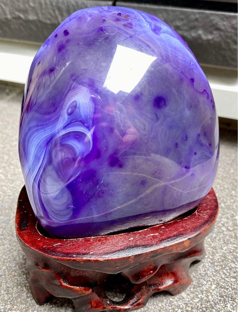 紫縞瑪瑙　パープルアゲート　レースアゲート　マダガスカル産天然　原石　797g