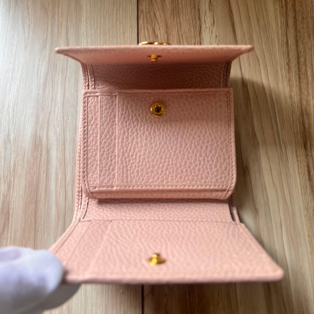 美品！GUCCI グッチGGマーモント 三つ折り財布　ピンクベージュ
