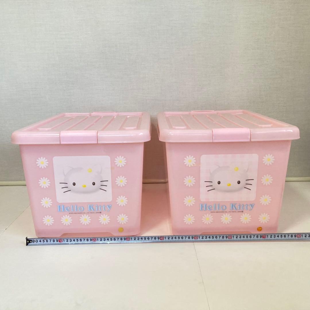 ハローキティ 収納ケース 2点 衣装 蓋付き キャスター ピンク ポップ レトロ