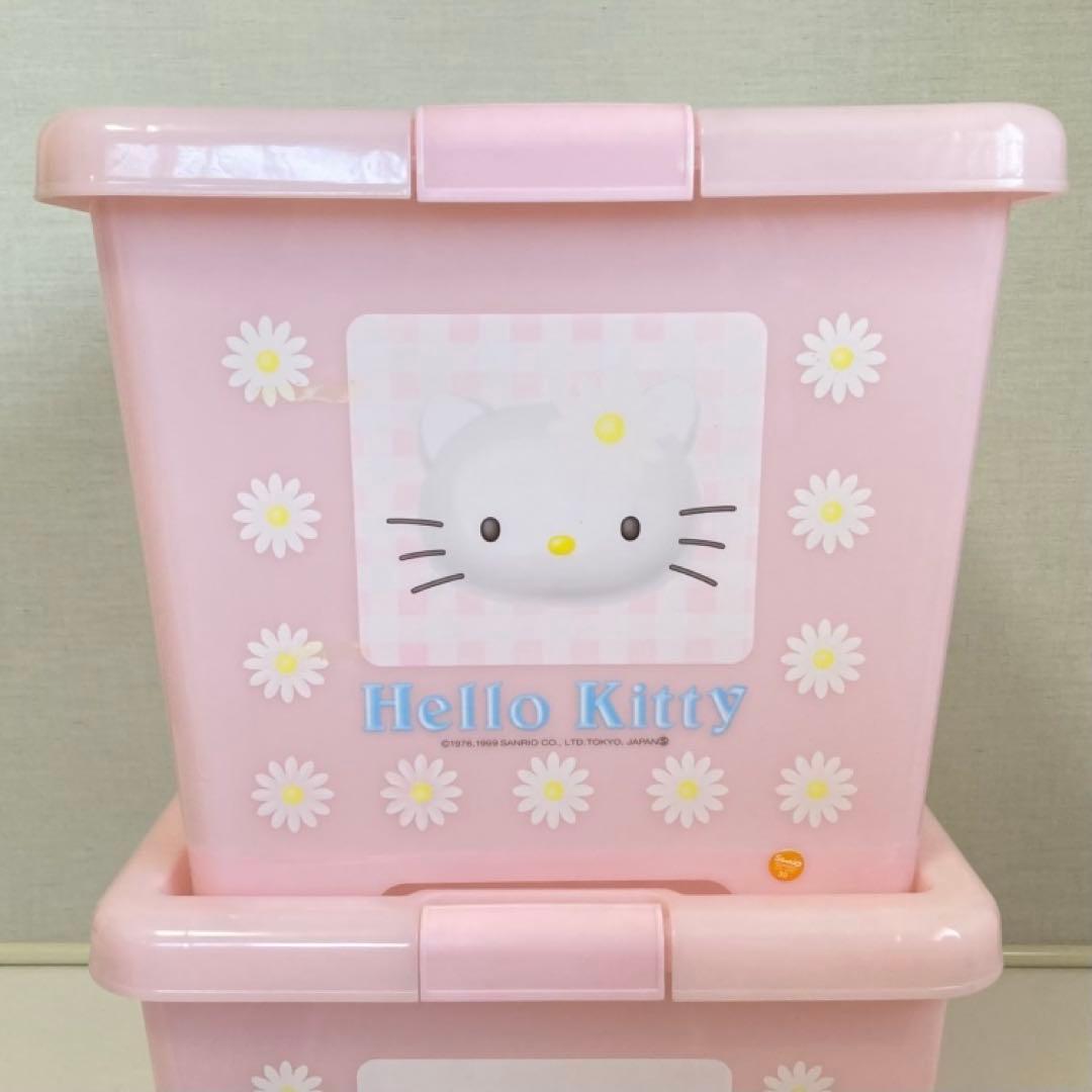 ハローキティ 収納ケース 2点 衣装 蓋付き キャスター ピンク ポップ レトロ