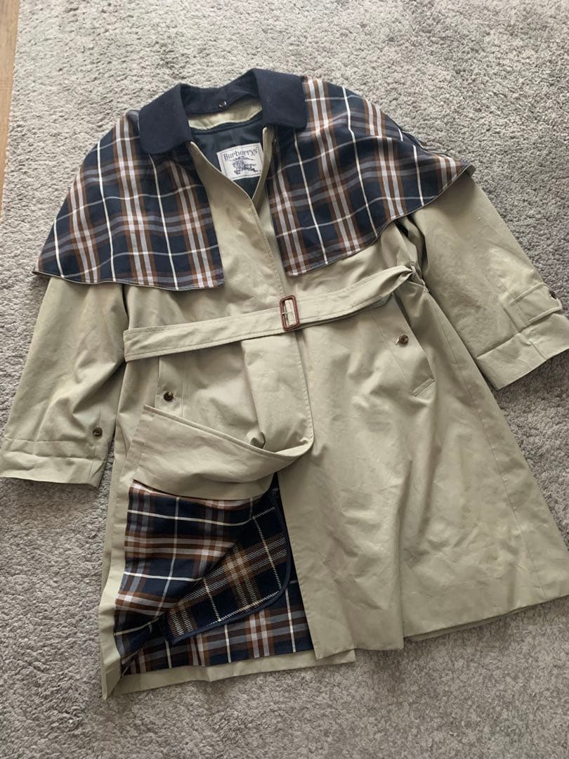 BURBERRYS ケープ付きチェックトレンチコート ライナー付き バーバリー